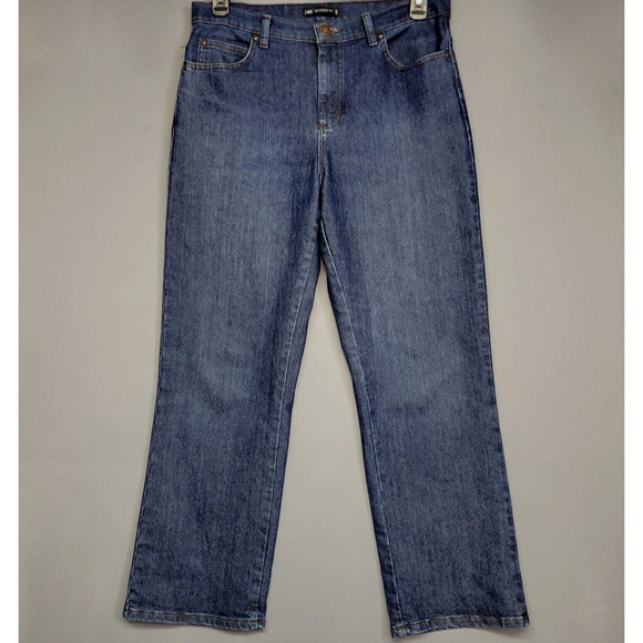 Lee Relaxed Fit Jeans Womens 12 Petite Denim High Rise Pockets Med-Wash - Picture 1 of 14